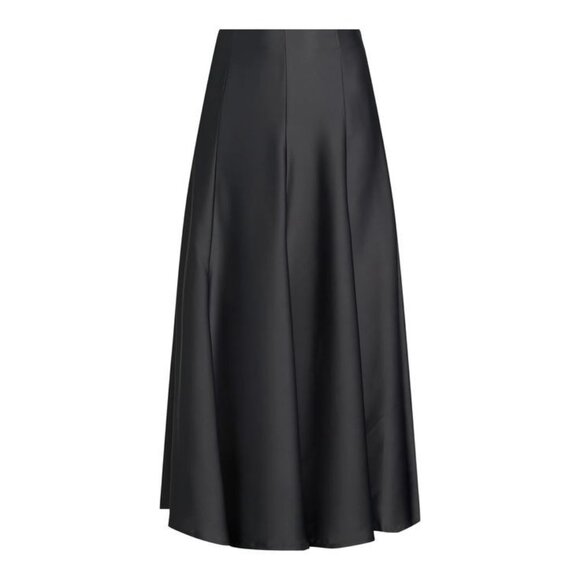 NWOT, SZ M, Matte Satin A-Line Midi Skirt, Charcoal Gray - Picture 1 of 4